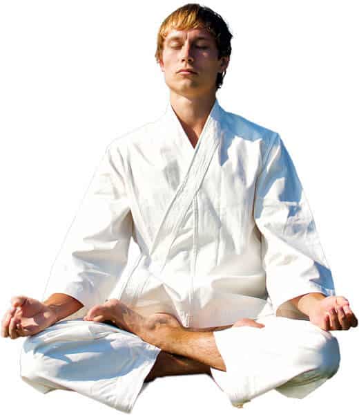 Martial Arts Lessons for Adults in Ashburn VA - Young Man Thinking and Meditating in White